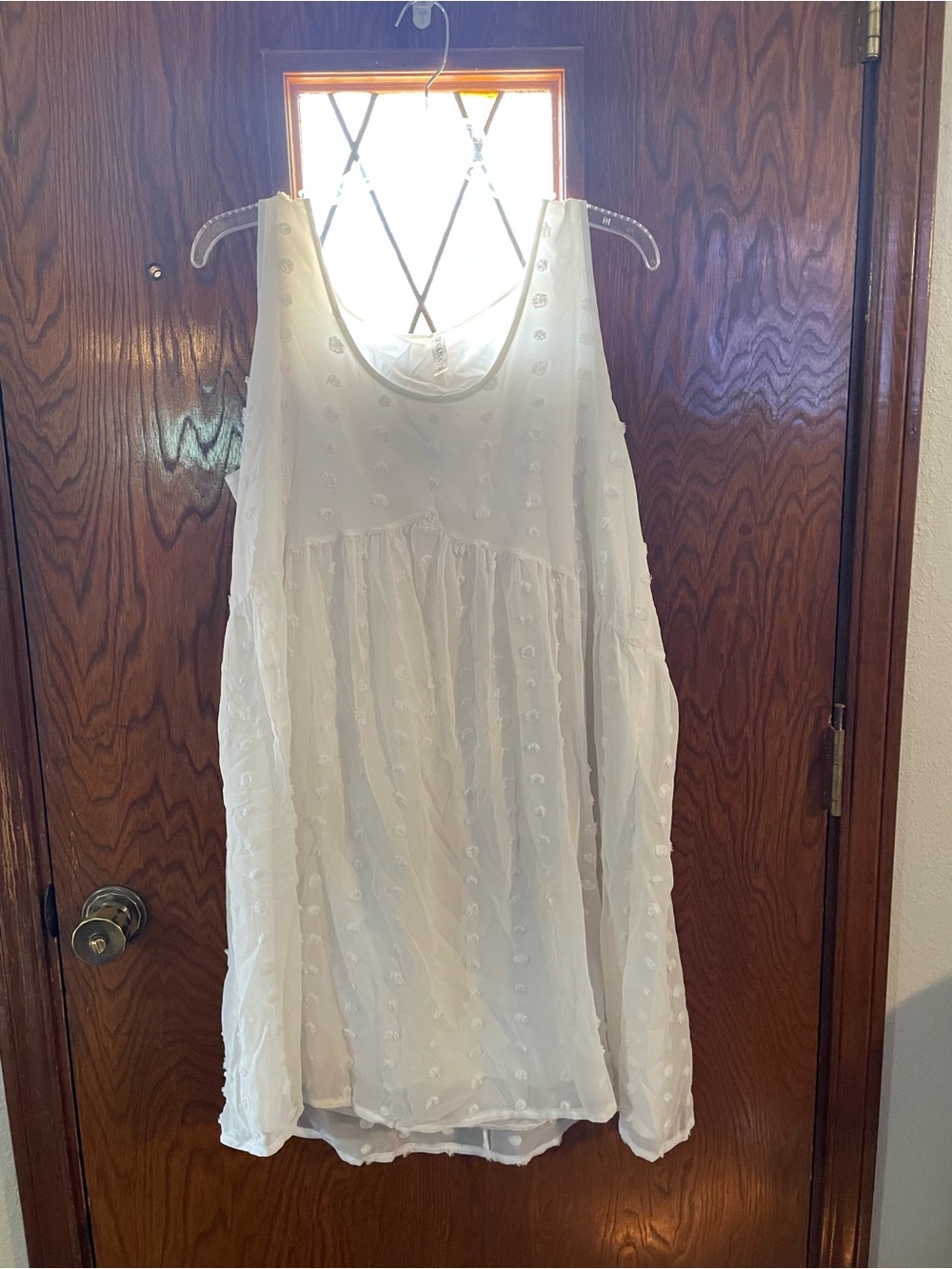 White Swiss Dot Sleeveless Babydoll- Women